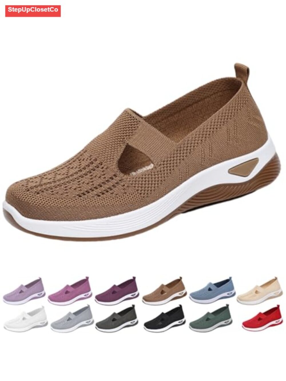 Orthopedic Walking Shoes, Woven Breathable Slip On Sneakers Non-Slip Arch